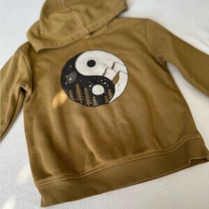 Kids Tan Hoodie with Yin Yang Graphic
